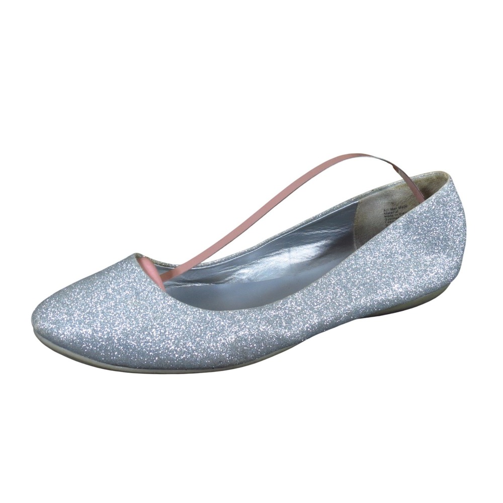 American Eagle Silver Glitter Women Ballet Flat Size 8 Wedding Party Sparkle